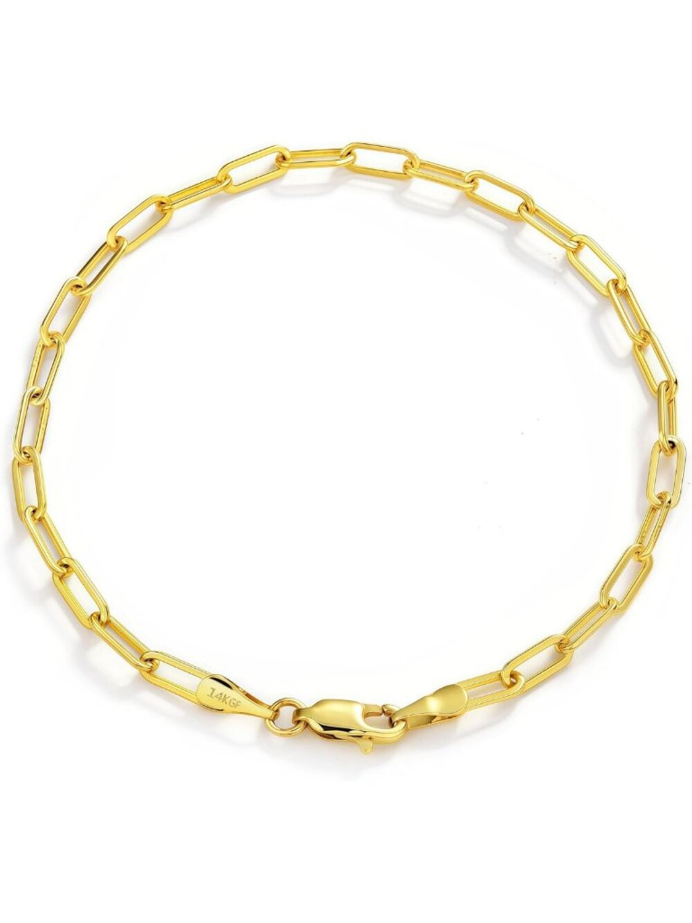 14K Gold Paperclip Chain Bracelet for Women & Men - Stylish Rectangular Links
